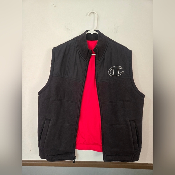 Champion Reversible Vest Mens Large Black And Red Zip Up With Pockets - Picture 5 of 11